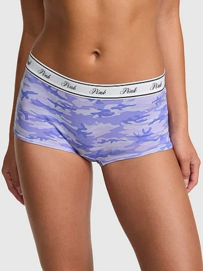 Pink Logo Cotton Boyshort Panty In Multi