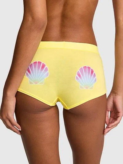Pink Logo Cotton Boyshort Panty In Animal Print