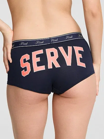 Pink Logo Cotton Boyshort Panty In Multi