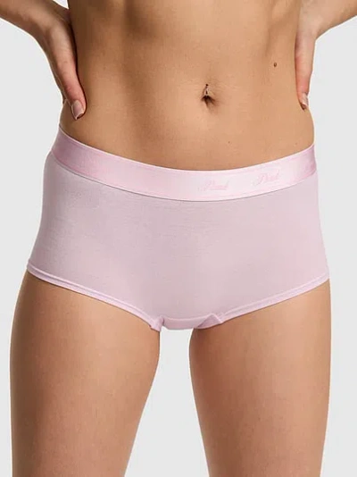 Pink Logo Cotton Boyshort Panty In
