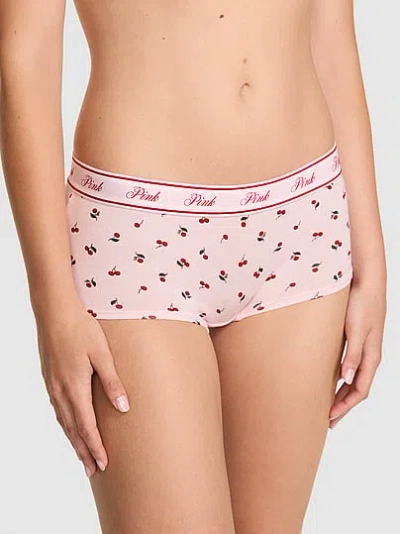 Pink Logo Cotton Boyshort Panty In