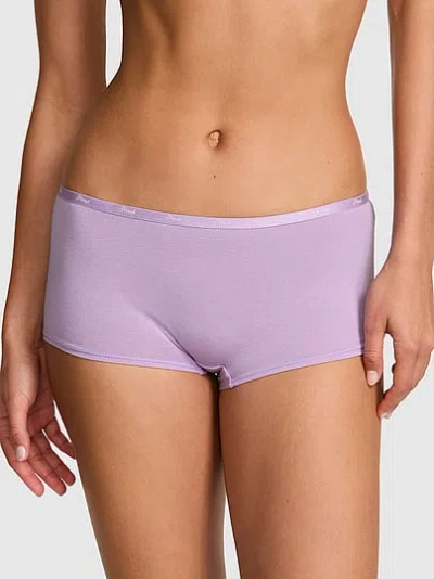 Pink Logo Cotton Boyshort Panty In Purple