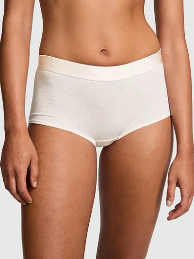Pink Logo Cotton Boyshort Panty In Neutral