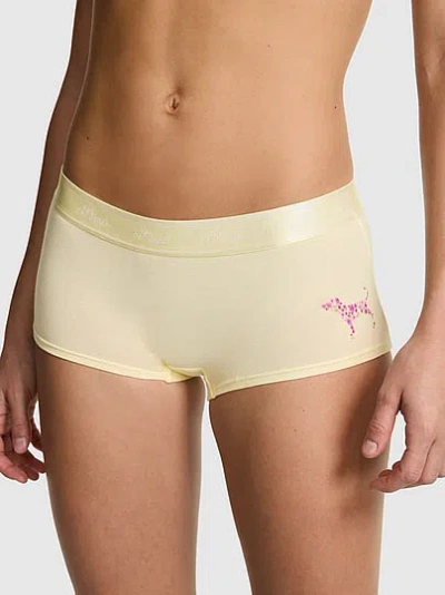 Pink Logo Cotton Boyshort Panty In Pattern
