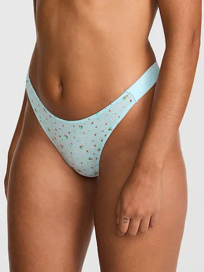 Pink Logo Cotton High-leg Thong Panty In Print
