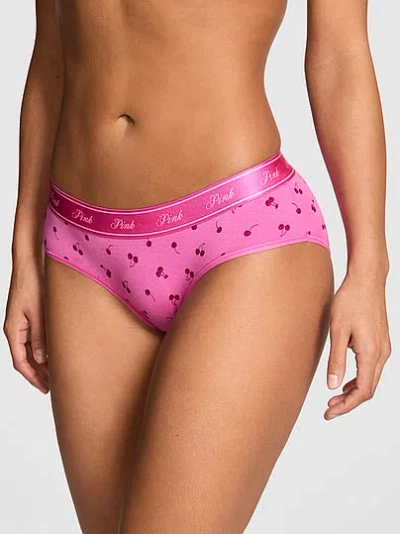 Pink Logo Cotton Hiphugger Panty In