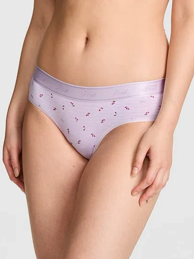 Pink Logo Cotton Hiphugger Panty In Multi