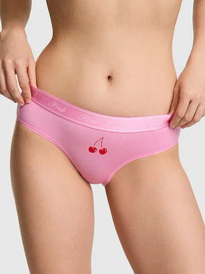 Pink Logo Cotton Hiphugger Panty In