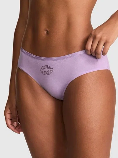 Pink Logo Cotton Hiphugger Panty In Purple