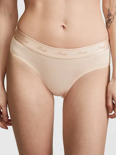 Pink Logo Cotton Hiphugger Panty In Neutral
