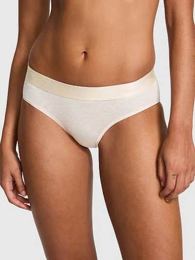 Pink Logo Cotton Hiphugger Panty In Neutral