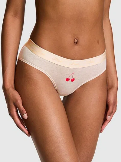 Pink Logo Cotton Hiphugger Panty In Neutral