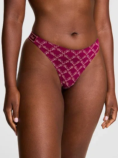 Pink Logo Cotton Shine High-leg Thong Panty In