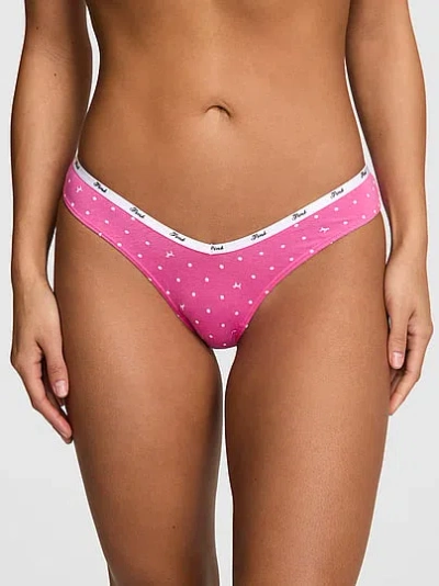Pink Logo Cotton Tanga Panty In