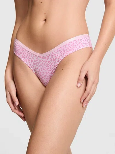 Pink Logo Cotton Tanga Panty In