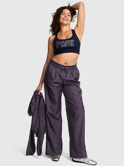 Pink Logo Jacquard Straight-leg Pants In Gray