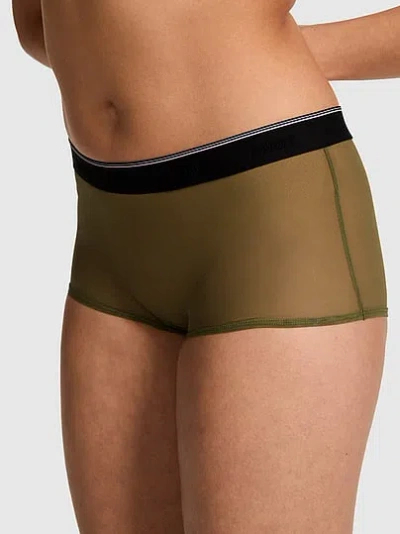 Pink Logo Mesh Boyshort Panty In Green