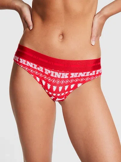 Pink Logo Thong Panty In Multi