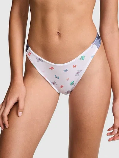 Pink Logo Thong Panty In Blue