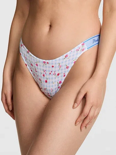 Pink Logo Thong Panty In Multi
