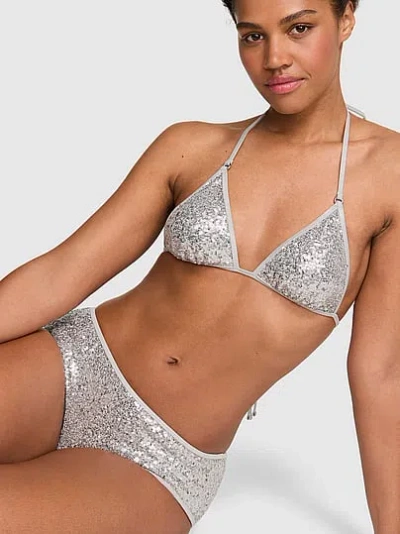 Pink Low-rise Boyshort Bikini Bottom In Gray