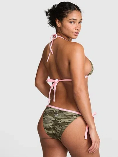 Pink Low-rise Side-tie Cheeky Bikini Bottom In Green