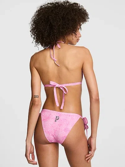 Pink Low-rise Side-tie Cheeky Bikini Bottom In