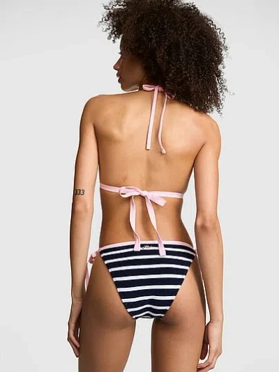 Pink Low-rise Side-tie Cheeky Bikini Bottom In Animal Print