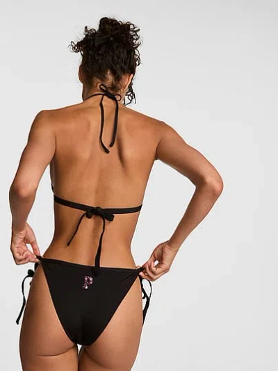 Pink Low-rise Side-tie Cheeky Bikini Bottom In Brown