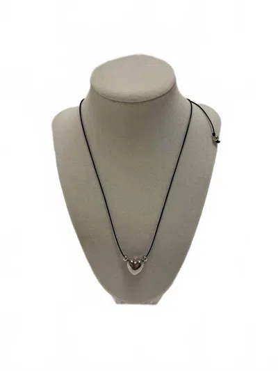 Pink Luna Women's Adjustable Heart Necklace In Black In Metallic