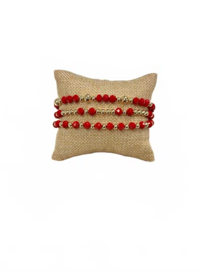 Pink Luna Women's Adjustable Set Bracelet In Red