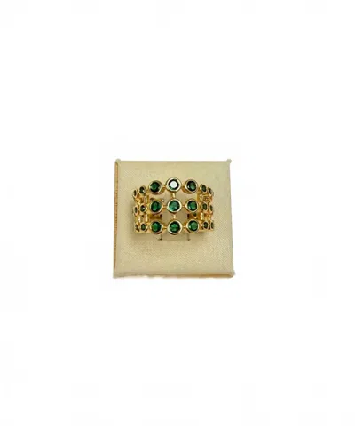 Pink Luna Women's Adjustable Three Hoops Ring In Green