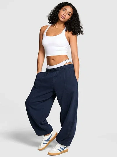Pink Luxe Fleece Baggy Sweatpants In Blue