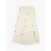 Pink Maharani Womens Meadow Embroidered Fringed Cashmere Scarf Off White/cream