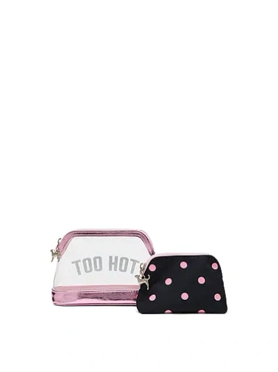 Pink Makeup Bag Duo In Animal Print