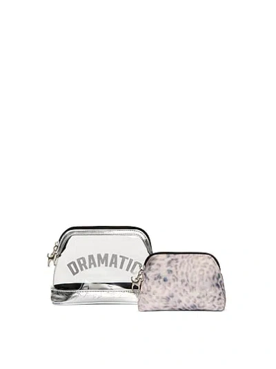 Pink Makeup Bag Duo In Animal Print