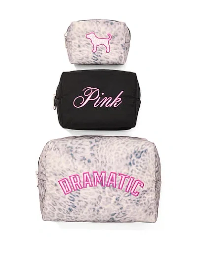Pink Makeup Bag Trio In Black