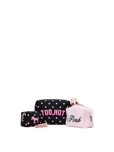 Pink Makeup Bag Trio In Black