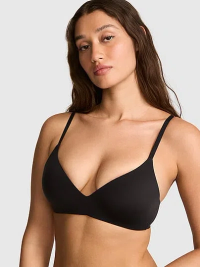Pink Marshmallow Push-up Wireless Comfy Bra In Black