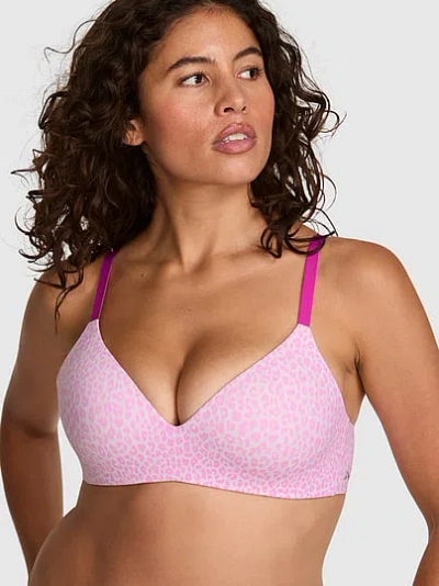 Pink Marshmallow Push-up Wireless Comfy Bra In Print