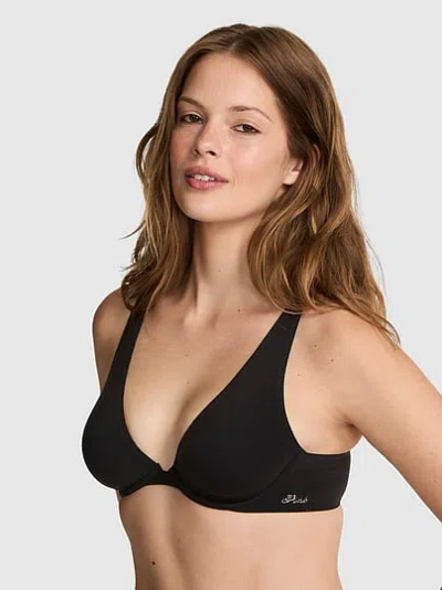 Pink Marshmallow Unlined Flexiwire Comfy Bra In Black