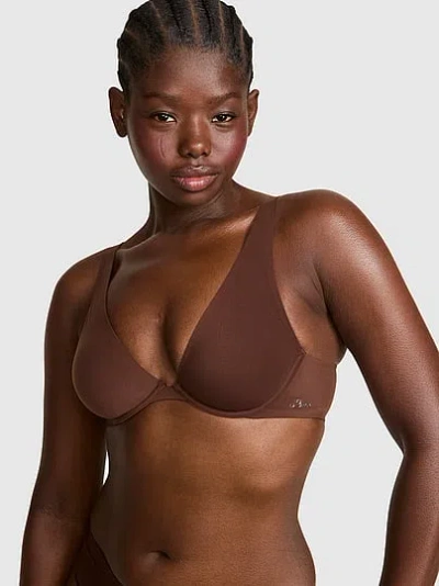 Pink Marshmallow Unlined Flexiwire Comfy Bra In Brown