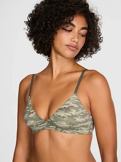 Pink Marshmallow Unlined Wireless Comfy Bralette In Green