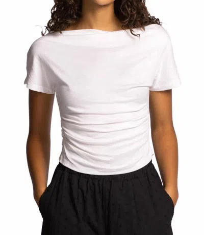 Pink Martini Cindy Boat Neck Top In White