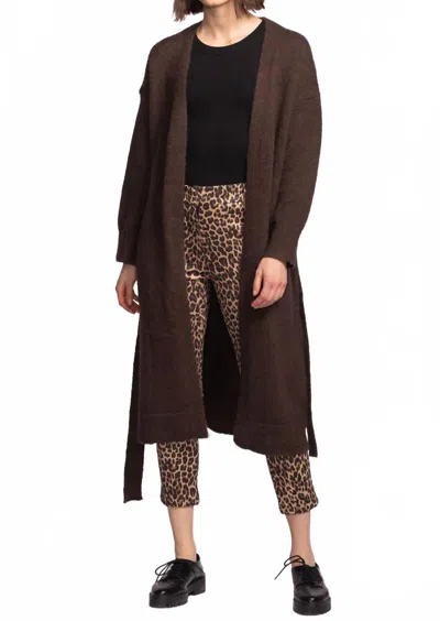 Pink Martini Kiki Long Knit Cardigan In Brown