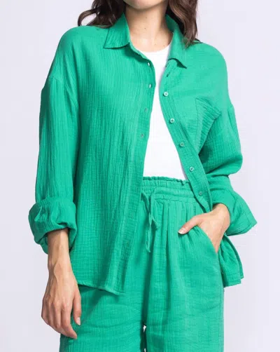 Pink Martini Nikki Long Sleeve Gauze Top In Green
