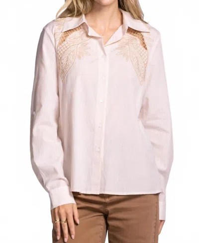 Pink Martini Quinton Embroidered Top In Beige In Pink