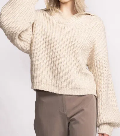 Pink Martini Sloane V Neck Collar Sweater In Beige