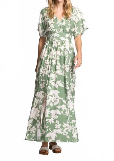 Pink Martini Women's Palm Vine Maxi Dress In Sage Green