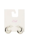 Pink Medium Silver Chubby Hoop Earrings In Silver